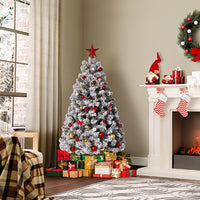 Sapin de Noël artificiel Garvee de 120 cm avec 100 LED, en PE/PVC, idéal pour les petits espaces et la décoration de Noël.