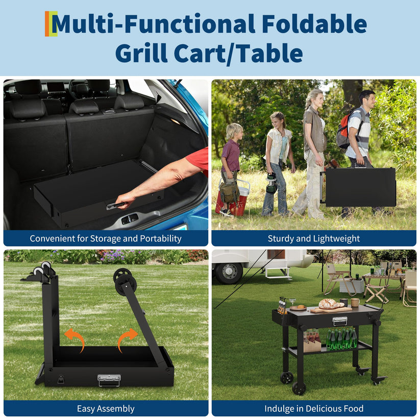 Desserte polyvalente pour barbecue dans le jardin ou au camping