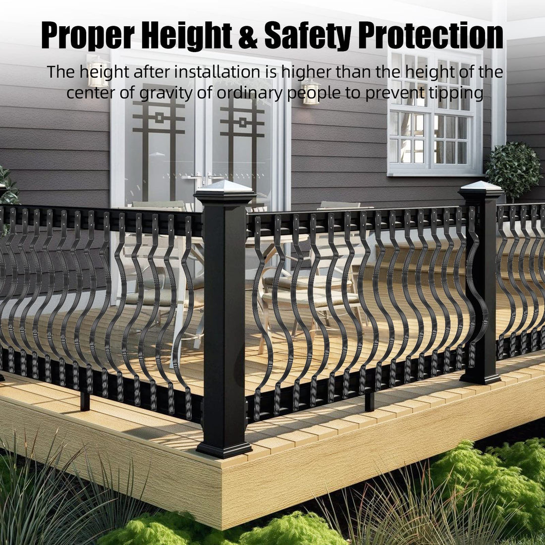 Poteaux de garde-corps en aluminium Garvee – Noir mat, parfaits pour les terrasses et les escaliers, robustes et durables
