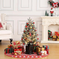 Sapin de Noël artificiel Garvee, 1 pièce – 90 cm, 78 LED (blanc chaud), 8 modes d'éclairage, base semi-circulaire, fibre optique, effet givré