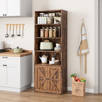 Garvee bibliothèque avec portes, style industriel, 6 étagères, profondeur 30 cm, style ferme en bois, salon, bureau, brune