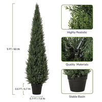 Garvee Arbre artificiel cèdre topiaire 152 cm, faux cyprès en pot, plante persistante décorative pour intérieur, porche, terrasse et jardin, lot de 1