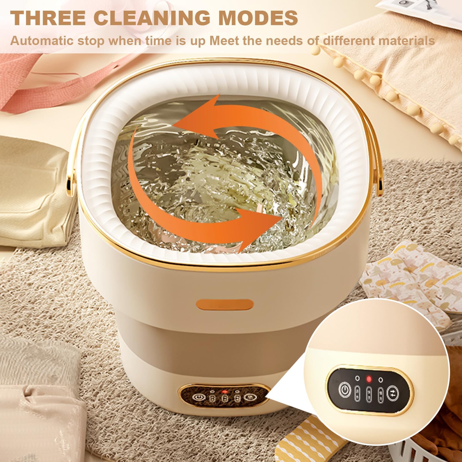 Garvee Mini lave-linge portable 13 L, capacité 2,5 kg, pliable, moteur silencieux, ABS durable, idéal pour camping, voyage, caravane et petits espaces