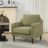 Garvee Fauteuil d'Accent Moderne en Lin Vert, Confort Ergonomique, Bois Robuste, Compact, Pour Salon et Bureau - Vert