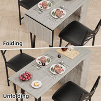 Ensemble table de bar extensible Garvee pour 2 à 4 personnes avec coussins de 40 cm de large, structure robuste en MDF, espace de rangement, gris, idéal pour les petits appartements