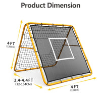 Garvee Filet de rebond de football 120 x 120 cm, angle réglable, double face, cadre en acier, filet en PE tous temps