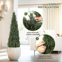 Garvee Lot de 2 arbres artificiels cèdre topiaire 122 cm, faux cyprès en pot, plantes persistantes décoratives pour intérieur, terrasse, porche et jardin