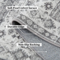 Tapis de couloir vintage Garvee, lavable, antidérapant et antitache, pour salon, chambre et cuisine, 60 x 230 cm, gris