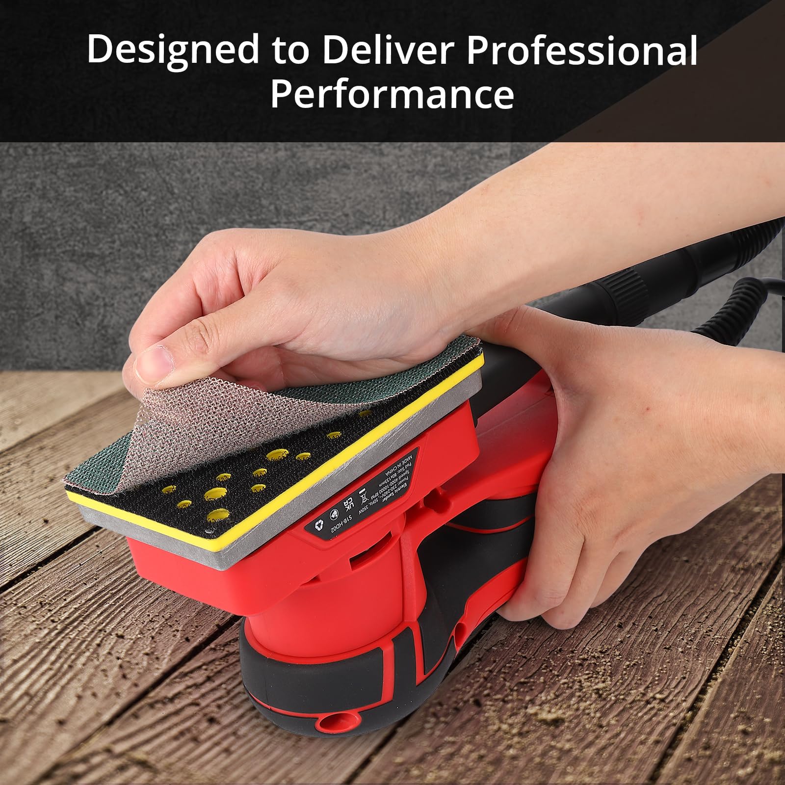 Ponceuse électrique Garvee à bande, moteur sans balais 350 W, 12 feuilles abrasives pour le travail du bois, vitesse de 4 000 à 10 000 tr/min, ponceuse de précision multifonction filaire.
