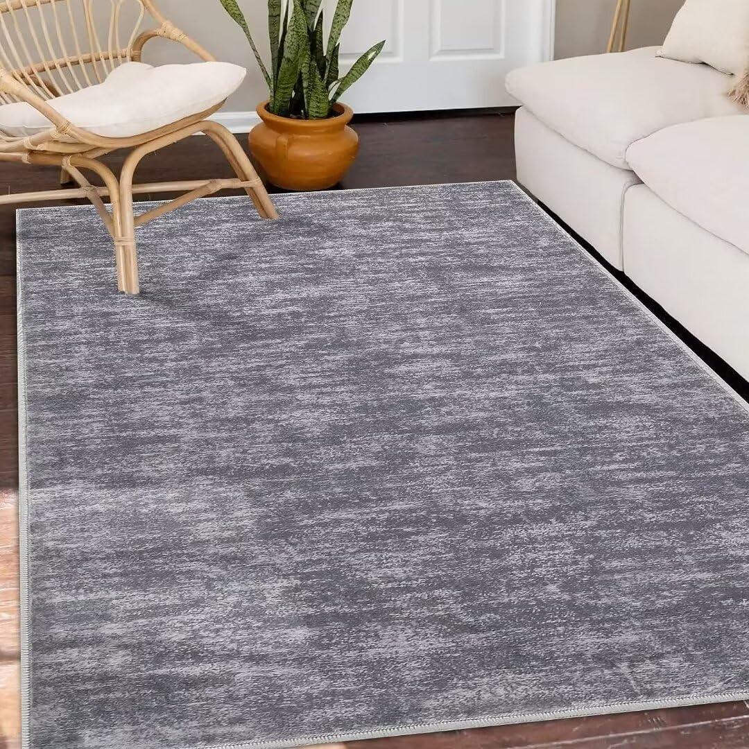 Tapis de salon Garvee, doux, lavable en machine, antidérapant, gris moderne, 80 x 150 cm