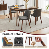 Chaises de salle à manger Garvee, lot de 2, revêtement en tissu et pieds en bois, pour restaurant/café, hauteur 78 cm, style moderne mi-siècle, gris