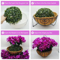 Ensemble de bougainvilliers artificiels Garvee avec panier pour jardin et terrasse, violet, résistant aux UV et aux intempéries.