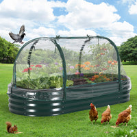 Jardinière surélevée en métal robuste Garvee avec cadre renforcé et filet de protection contre les oiseaux, pour jardin et terrasse, ouverte, résistante aux intempéries et durable.