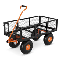 Garvee Chariot de Jardin en Acier Robuste, Capacité de Charge de 227 kg, Côtés Amovibles, Pneus de 25 cm, pour Cour, Pelouse et Jardin