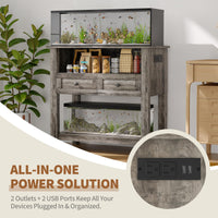 Meuble pour aquarium Garvee 20-29 gallons avec station de charge, tiroirs magnétiques, pour salon, 80 x 40 x 78 cm, en bois, protection anti-basculement