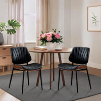 Chaises de salle à manger Garvee, lot de 2, style moderne milieu du siècle, revêtement en similicuir, confortables et ergonomiques, pieds en bois et métal, pour la cuisine et la salle à manger, marron