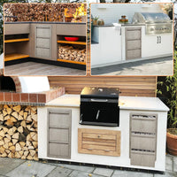 Tiroirs de cuisine extérieure Garvee en acier inoxydable, 3 niveaux, résistants aux intempéries avec poignées, pour barbecue, îlot de terrasse, 37,3 cm x 47 cm x 62,2 cm, argent