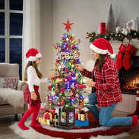 Garvee sapin de Noël artificiel, 1 pièce, 120 cm, 150 LED (blanc chaud et multicolore), 8 modes d'éclairage, base à neuf têtes d'oiseau, fibre optique