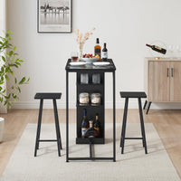 Ensemble table et chaises de salle à manger Garvee 36 po avec rangement, robuste et ergonomique, MDF et acier, noir, pour appartements et cuisines