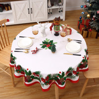 Nappe ronde Garvee Christmas 60 pouces à motif de feuilles, en polyester imperméable et résistant à la chaleur, idéale pour la salle à manger et le salon.