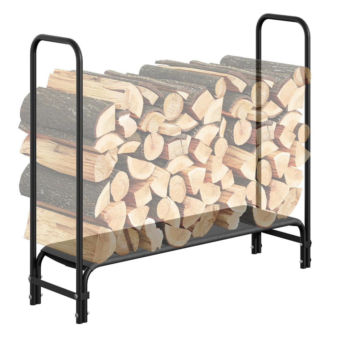 Support à bûches Garvee de 1,2 m (4 pi) pour jardin et terrasse, robuste, capacité de charge de 907 kg (2 000 lb), en acier inoxydable noir