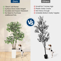 Ficus artificiel Garvee de 1,5 m avec pot haut blanc, tronc ajustable, idéal pour le salon et le bureau, blanc, base stable en terre cuite