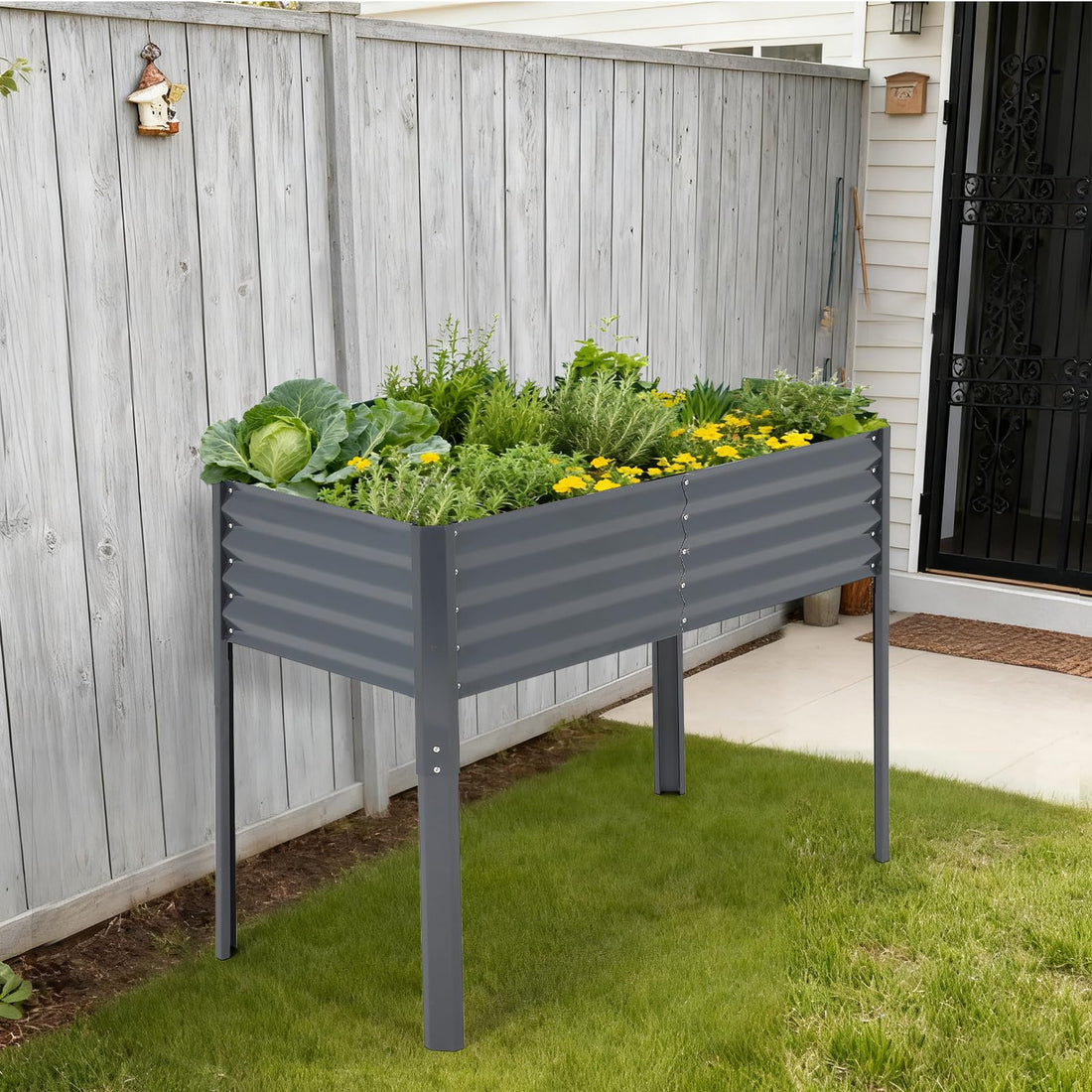 Jardinière surélevée en métal Garvee avec couvercle pour légumes et fleurs, bac à fleurs polyvalent pour terrasse et jardin, résistant à la corrosion et aux intempéries