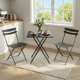 Garvee Salon de Jardin 3 Pièces, Ensemble Table et 2 Chaises Pliantes, Compact et Durable, Noir, Idéal pour Balcon et Jardin - Noir