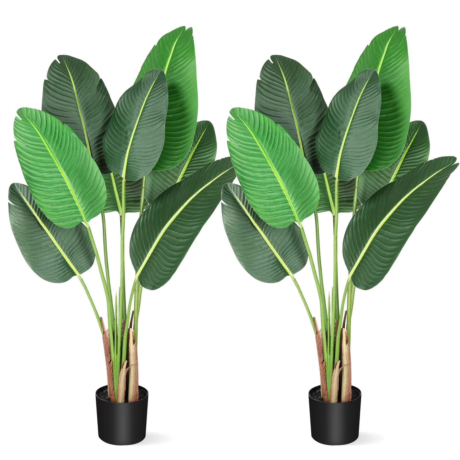 Garvee Lot de 2 Oiseaux de Paradis Artificiels 122 cm, Feuilles de Bananier Réalistes, Décoration Maison et Bureau, Vert