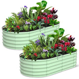Garvee Jardinière surélevée ovale 183 × 91 × 46 cm, acier galvanisé vert robuste, bac potager avec drainage optimal pour terrasse, jardin et potager