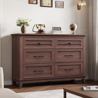 Garvee Commode Farmhouse à 6 tiroirs, en bois blanc, robuste, offrant un grand espace de rangement pour la chambre, le salon ou le couloir