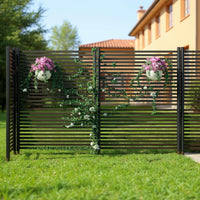 Clôture extérieure Garvee en métal, 3 panneaux, antirouille, résistante aux intempéries, robuste, répulsive pour animaux, pour jardin ou terrasse, 270 x 120 cm, noir.