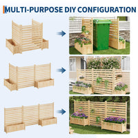 Clôture d'extérieur Garvee 33 x 40 pouces, en bois avec jardinière intégrée, idéale pour terrasse et jardin. Résistante aux intempéries, robuste et autoportante. Bois naturel.