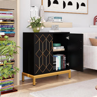 Buffet Garvee avec rangement, étagères réglables, métal, résistant aux rayures et imperméable, noir, pour cuisine et salle à manger, 78,5 cm x 36,3 cm x 84,6 cm
