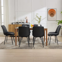 Ensemble de 2 chaises de salle à manger Garvee, chaises modernes en similicuir, assise rembourrée, pieds en métal, pour cuisine et restaurant, noires