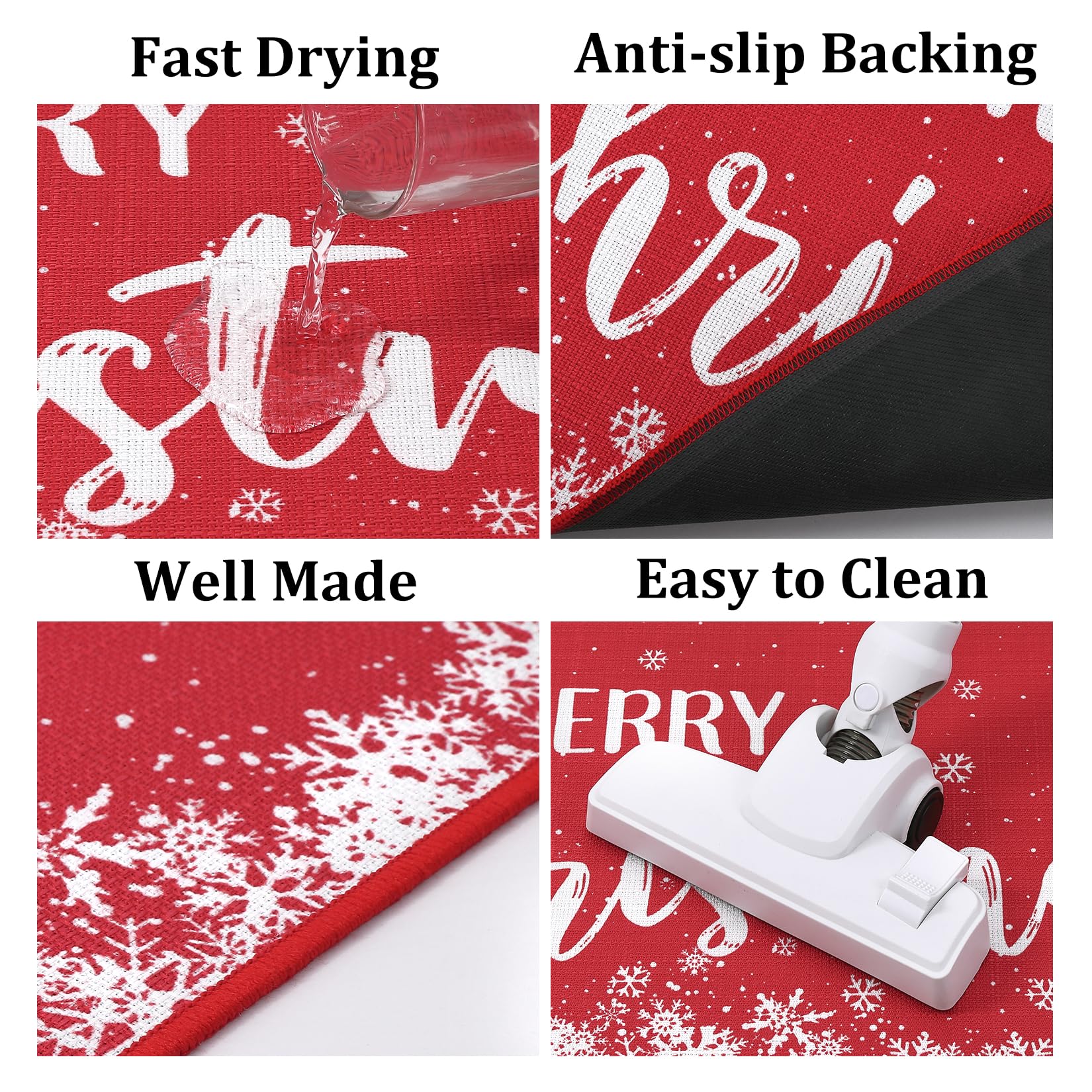 Garvee joyeux noël Keukentapijt Geweven lin antidérapant Wasbar Kerst Sneeuwvlok Design 40x60 40x120 cm décor de cuisine d'hiver