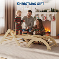 Ensemble triangulaire Garvee Pikler 7 en 1, jouet d'escalade pliable en bois de style Montessori pour bébés et jeunes enfants, 54 cm (21,3 po) de hauteur, couleur naturelle.
