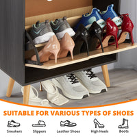 Meuble à chaussures Garvee pour entrée avec organiseur en rotin, tiroir rabattable, aéré, compact, 98,2 x 60 x 23,5 cm, MDF, couleur naturelle