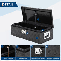 Coffre à outils Garvee en aluminium de 76 cm (30 pouces) avec fermeture étanche pour pick-up, remorques et camping-cars, robuste, verrouillable, compact, argent