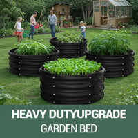 Potager surélevé galvanisé Garvee 107 x 28 cm, rond, sans fond, avec rebord de sécurité, idéal pour les légumes, les herbes aromatiques et les fleurs.