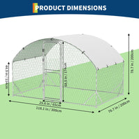 Poulailler Garvee grand format de 2 m (6,5 pi) en métal imperméable avec protection UV, double porte, structure triangulaire renforcée pour poules et canards, jardin