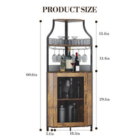 Meuble bar d'angle Garvee pour spiritueux avec étagères réglables, 155 cm, structure en métal, porte grillagée, MDF, pieds antidérapants, anti-basculement, cuisine et salon