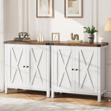 Garvee buffet de rangement style ferme avec 2 portes et étagères ajustables, MDF robuste, console pour salon et salle à manger, 76 × 40 × 80 cm, brun rustique - Blanc et Brun