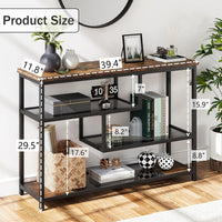 Garvee console à 4 niveaux avec étagère en verre et structure en métal, idéale pour l’entrée et le salon, 100 × 30 × 75 cm, rétro rustique
