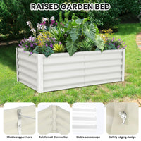 Jardinière surélevée galvanisée Garvee 180 x 90 x 45 cm, 2 pièces, métal durable, fond ouvert, rebord de sécurité, stable, pour jardin et terrasse, grise