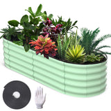 Garvee Potager surélevé, en métal ovale, avec revêtement aluminium-magnésium-zinc, pour le jardin, flexible, antirouille, stable, moderne et durable - Vert olive
