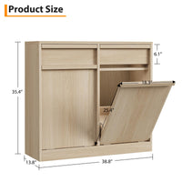 Poubelle moderne Garvee de 38 litres (10 gallons), résistante aux animaux, en bois, sur pied, pour la cuisine et le salon, gain de place, système basculant