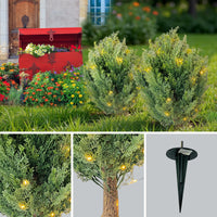 Garvee Lot de 2 cyprès artificiels en boule de 76 cm avec piquet pour jardin et terrasse, verts, résistants aux intempéries et aux UV