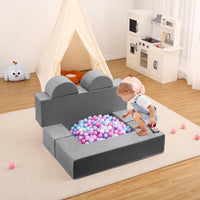 Canapé de jeu Garvee pour enfants, 6 pièces, modulaire, en mousse haute densité, housse amovible en microfibre, gris foncé, pour salle de jeux et chambre, 100 cm (L) x 50 cm (P) x 40 cm (H)