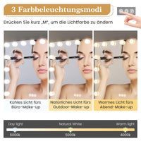 Miroir de maquillage GARVEE Hollywood 58 x 46 cm avec 15 LED tactiles, blanc